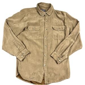 Reel Legends Men's Size Large Brown Suede Like Long Sleeve Shirt EUC